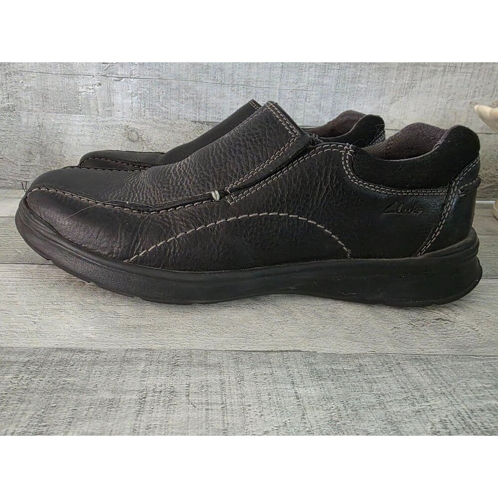 Clarks Cotrell Slip-On Black Leather Casual Shoes Size 8